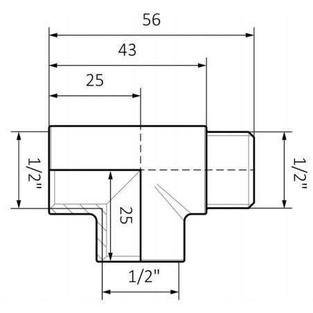 Teu 1/2" pentru montajul rezistenței electrice